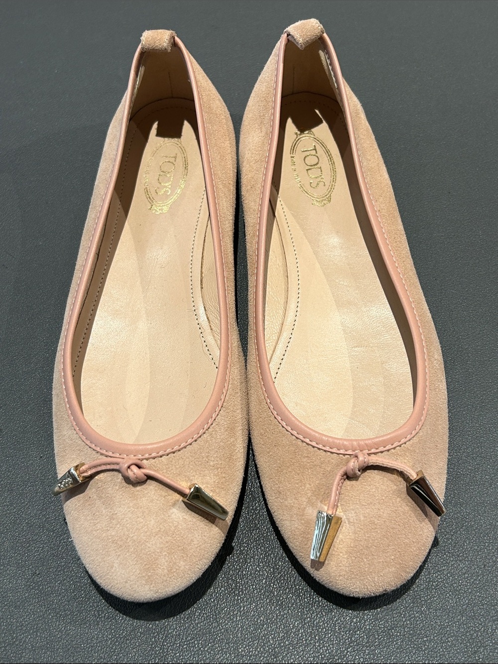 Tod's Pink Suede Ballet Flats